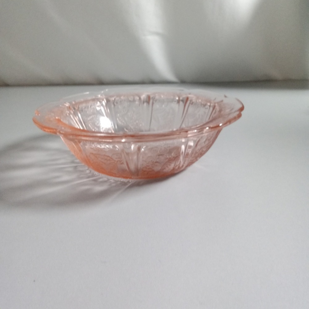 Jeannette Glass Pink Cherry Blossom Depression Glass Bowl 1930-1939 Vintage